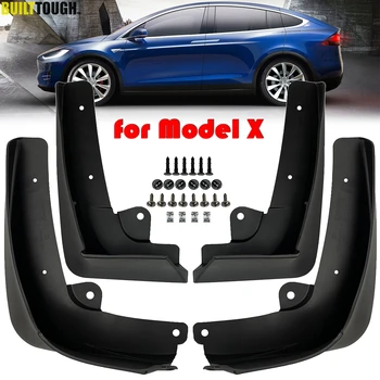 Conjunto Moldado Mud Flaps Para o Tesla Model X ModelX 2015-no Mudflaps resguardo de Lama Aba pára-lamas Fender Dianteiro e Traseiro W/Clipes de Parafusos