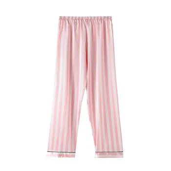 Cor-de-rosa Pijama Listrado de Cetim de Seda Femme Pijama Conjunto de 4 Peças/Set Ponto de Lingerie Camisa de pijama Mulheres Pijamas Moda Pjs 3