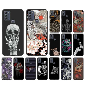 Crânio de Esqueleto Tatuagem ilustração Caso de Telefone Motorola Moto Um E7 poder E7Plus E6S E20 E40 Uma Fusão plus Borda 20 de Fusão