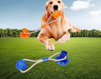 Cão Interativo ventosa Empurrar TPR Bola de Brinquedos Com Borracha Auto-jogando Bola de Borracha de Mascar Jogar IQ Tratar Brinquedos para animais de Estimação