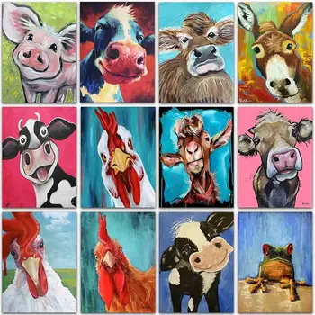Diamante Pintura Kit de Pintura de Animais de Decoração de Casa de cavalo, Porco, Vaca Galo Sapo Cheio Quadrados&Redondos bordado mosaico de ponto de Cruz, Venda Presente