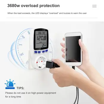 Digital LCD Poder de Medição de Tomada de Consumo de Energia Kwh Medidor de Analisador de Medidor Medidor de Energia de Medição de Faturamento de Energia do Monitor A9Z3 3