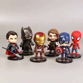 Disney Marvel Avengers Homem de Ferro Estranho 6PCS Q Versão Anime Figura de Ação de Coleta Figura de Brinquedo modelo