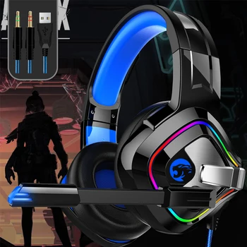 DOSII com Fio Gaming Headset 7.1 Surround de som, Fones de ouvido Com microfone para PC/PS4 Cancelamento de Ruído Gamer Fones de ouvido de 3,5 mm 2