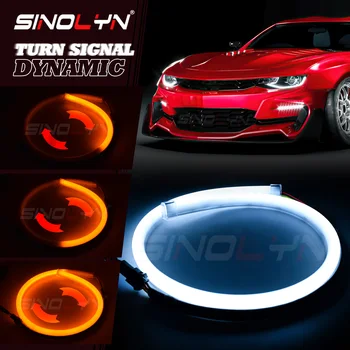DRL LED Strip Sequencial Fluindo acende as Luzes de Sinal Dinâmico de Tira Flexível Para Carros Farol da Motocicleta Acessórios para carros Tuning
