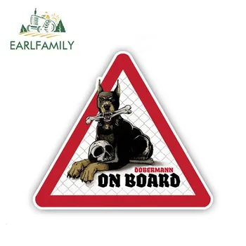 EARLFAMILY 12 cm x 10.5 cm Cão Dobermann Adesivos de carros Cão a bordo de Decalques Cão de Estimação Decalque Cão Sinal de Aviso Engraçado Adesivos