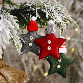 Enfeites de natal da Estrela Vermelha de Natal Pingente de Árvore de Natal DIY Novo Ano De 2023 Partido Presentes Noel Fornecimento de Navidad 2022 Decoração de Casa