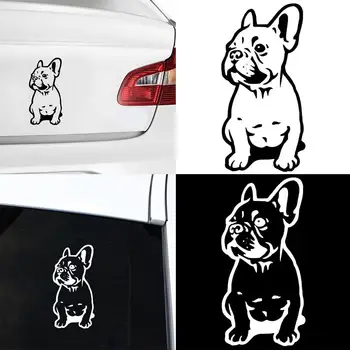 Engraçado 3d Adesivo de Bulldog francês Cão Reflexiva Janela do Carro Decalques Personalizados Janela Porta Adesivo de Parede