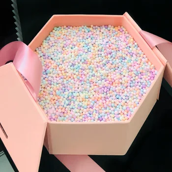 Espuma de poliestireno Partículas Coloridas de Macaron de Esfera de Enchimento da Caixa de Presente de Enchimento de Casamento Presente do Dia dos Namorados Caixa Decoração de Bolas de Espuma