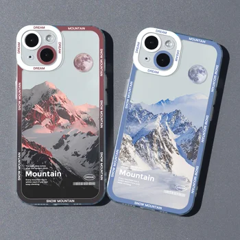 Estética da Neve Montanha de Viagem Exterior da caixa do Telefone do Silicone Para o iPhone 14 13 12 11 Pro Max Mini XS X XR SE 7 8 Plus Capa Mole