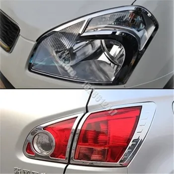 Exterior do carro do google chrome Para Nissan Qashqai J10 de 2007 a 2015 faróis dianteiros de cabeça traseiro luzes tampa da lâmpada para lanternas traseiras guarnições de adesivos