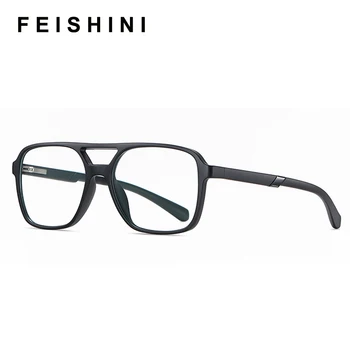 Feishini Computador Óculos Quadrado Grande Raios De Radiação Gamin Óculos De Plástico De Titânio Unisex Anti Luz Azul, Óculos De Mulheres Óptico