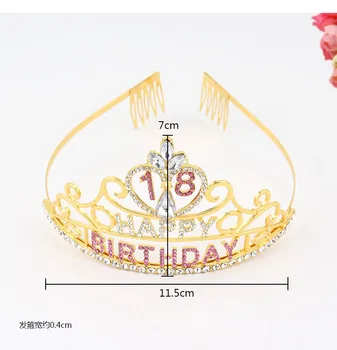 Feliz dia 18 a 20 de Aniversário Tiara de Coroa, de 18 anos, Cabeça de Cristal Strass Ouro Prata cor-de-Rosa para a Festa de Aniversário de Suprimentos 4