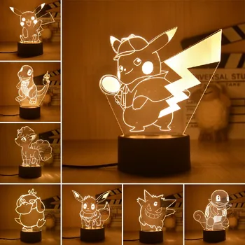 Figuras de Anime Pokemon Pikachu Noite de Luz de Brinquedo das Crianças Pokemon Pikachu Bonito Lâmpada de Cabeceira de Aniversário de Crianças Presente de Natal