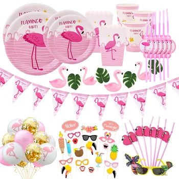 Flamingo Decoração De Festa Havaiana Safari Na Selva Decoração Para Uma Festa Talheres Descartáveis Chuveiro De Bebê Aniversário Casamento Festas