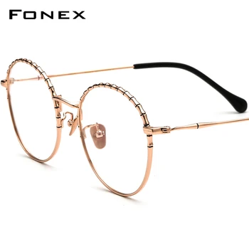 FONEX de Titânio Óculos de Armação de Mulheres Retro Rodada Prescrição de Óculos de Homens, Em 2022, a Nova safra Miopia Óptico coreano Óculos 983