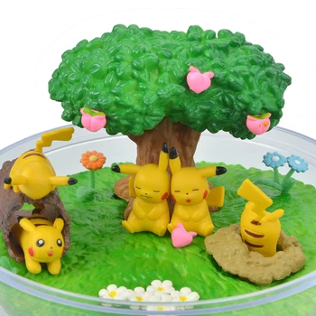 Genuíno 6Pcs/Set Pokemon Montar Toco de Árvore Bonito Elf Árvore de Cereja Pikachu Móveis Decoração de Boneca Brinquedos para Crianças de Presente 5