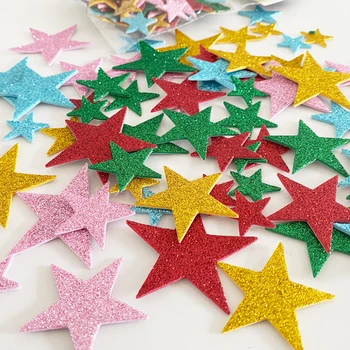 Glitter multicolorido de Espuma Estrelas Adesivos Crianças Educativos Brinquedos de DIY Auto-Adesivo EVA Adesivo de Aniversário, Festa de Formatura, Decoração