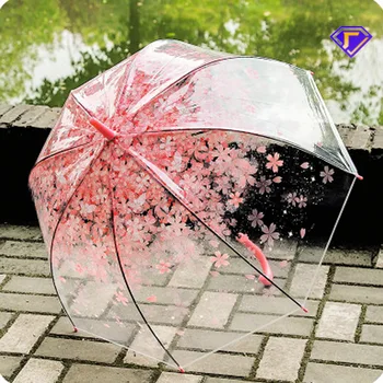 Guarda-chuva para as Mulheres, Transparente, Clara Sakura Guarda-chuva Guarda-chuva Forte à prova de Vento para as Crianças de Guarda Chuva Parapluie Paraguas Plegable