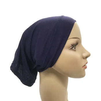 HanXi Hijab Underscarf Caps Modal Gorro Womé Homens Muçulmanos Chapéu Interior Sólido Chapéus Cobertura Completa Islâmica Bandana Ninja Osso Árabe Bonnet