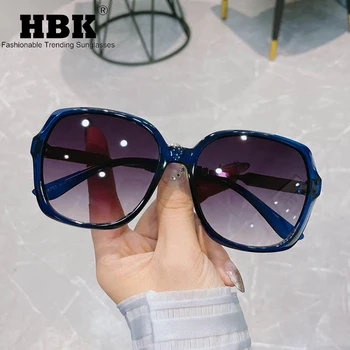 HBK de Luxo de grandes dimensões Óculos de sol das Mulheres 2022 Quadrado Grande Moldura Azul Gradiente de Sol Óculos de Homens, Óculos de proteção Tons de Verão, Estilo UV400