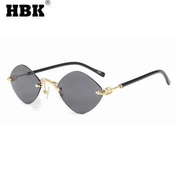 HBK Moda Pequena sem aro Steampunk Óculos de sol das Mulheres os Homens Rombo de Óculos de Sol das Senhoras Marca de Designer de Estilo Retro de Viagem UV400