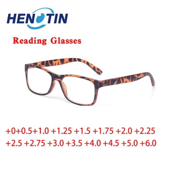 Henotin Óculos de Leitura Homens e Mulheres com Moldura Retangular Óptico Lente Clara Presbiopia HD Prescrição Lupa Leitor 0