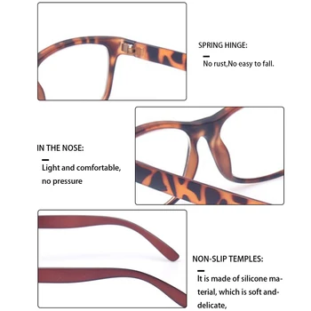 Henotin Óculos de Leitura Homens e Mulheres com Moldura Retangular Óptico Lente Clara Presbiopia HD Prescrição Lupa Leitor 4