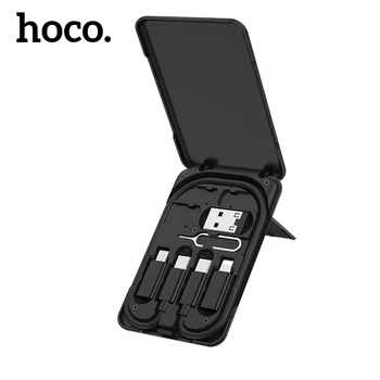 Hoco 6 em 1 Multifuncional Carga do Telefone Kit de Cabos Para iPhone 14 13 12 Pro Max Cabo Micro USB Tipo C Adaptador de Carregador Rápido Cabo