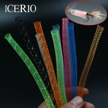 ICERIO 2M/Pack 8mm Multicolor Holográfico Enfeites de Mylar de Malha do Tubo Trança Tubo Fly Subordinação Minnow Corpo Material Flash