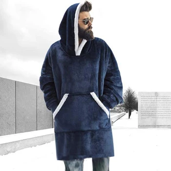 Inverno Moletom Homens Hoodies Cobertor Com Mangas Fleece Hoody Moda de Bolso Suéter Masculino TELEVISÃO Gigante Cobertor Moletons com Capuz
