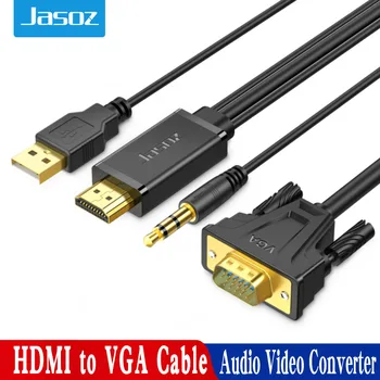 Jasoz HDMI para VGA Cabo de HDMI Macho para VGA Macho Cabo de Áudio, Conversor de Vídeo de 1080P para PC TV a Caixa do Projector VGA para HDMI Cabo de 1m 5m