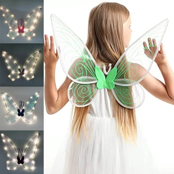 LED Fairy Elf asas de Anjo Para as Mulheres, uma Menina de Fadas Asa Festa de Halloween Traje Cosplay Asas de Borboleta Desempenho da Fase de Fotografia