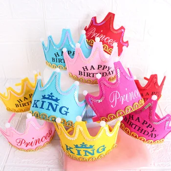 LED Feliz Festa de Aniversário do Rei, Princesa, Príncipe da Coroa Chapéus Brilho Cabeça do Chuveiro de Bebê Menino Menina Crianças de Natal Decorações de Suprimentos