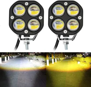 LED Pod Luzes de Condução de Luzes de Nevoeiro, laranja/Amarelo Branco Dual Cor 2Pcs de 40W 3Inch LED de Condução off-road Luzes de Trabalho de Auxiliar de Luzes