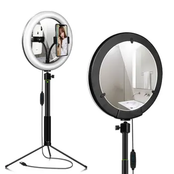 LED Selfie espelho de Maquilhagem Anel de Luz profissional do USB Anel Lâmpada de Fotografia Foto com o Titular do Telefone de 1,5 M do suporte de tripé para Maquiagem 0