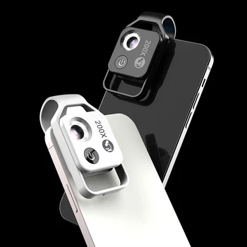 Lente Macro com o painel de controlo para Xiaomi iPhone, Smart Phone Câmara Diodo emissor de Luz Luz de Preenchimento de Célula Phont Miceoscope 200X