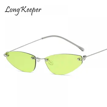 LongKeeper Pequeno sem aro, Óculos estilo Olho de Gato Mulheres Marca de Steampunk, Óculos de Sol dos Homens Acessórios Lentes De Sol Mujer Vintage UV