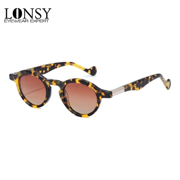 LONSY Acetato de Óculos de sol Polarizados de Luxo de Alta Qualidade Óculos Redondos Mulheres Homens Retro Unisex Acetato de Óculos de Sol UV400