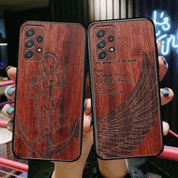 Luxo textura de madeira da caixa do Telefone do Casco Para Samsung Galaxy A70 A50 A51 A71 A52 A40 A30 A31 A90 A20E 5G a20s Preto Shell Arte Célula Cov