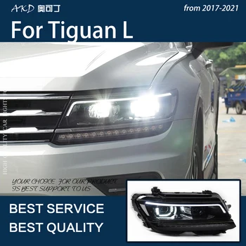 Luzes do carro Para o Tiguan L 2017-2021 LED Auto conjunto do Farol LHD RHD Dinâmica do Sinal da Lâmpada Bicofal Ferramenta de Lentes Acessórios