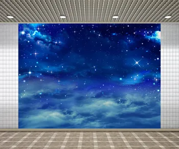 Lyavshi Estúdio de Fotografia Cenário Bonito da Noite, o Céu com Estrelas Floresta de Inverno de uma paisagem com Neve Photocall de Fotografia de Fundo