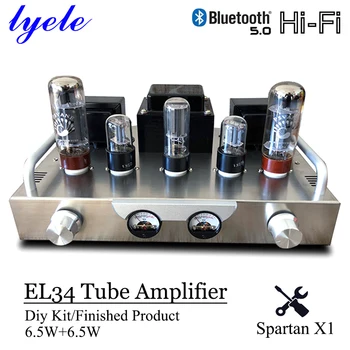 Lyele de Áudio EL34 Tubo de Vácuo Amplificador Diy Kit Amplificador de Áudio hi-fi Classe A de Alta Potência de 6.5 w*2 Medidor de VU Bluetooth 5.0 Tube Amp