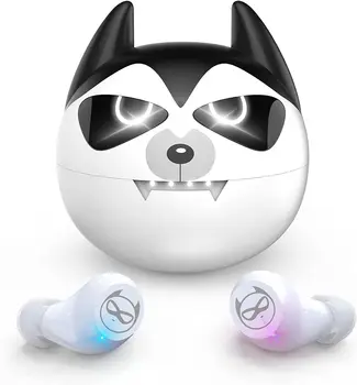 LYMOC Fones de ouvido Bluetooth com o Cão Husky de Carregamento sem Fios Caso do Controle do Toque de Redução de Ruído de Esportes Tampões IPX5 Built-in Mic