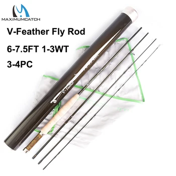Maximumcatch V-Pena de 6 pés/6,5 pés/7.5 pés 1/2/3wt Peso Leve Fly Fishing Rod SK Fibra de Carbono 3/4pcs Voar Haste de Carbono Com Tubo de