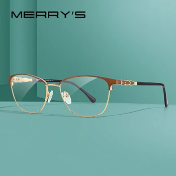 MERRYS DESIGN Mulheres de Luxo, Óculos de Armação de Moda feminina Tendências de Óculos de Miopia de Prescrição Óptica, Óculos S2111