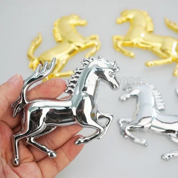 Metal 3D Silver/Gold Cavalo Janela do Carro pára-choque do Corpo Adesivo Emblema Emblema Para Decoração Para o Ferrari 458 488 599 Decalque Acessórios