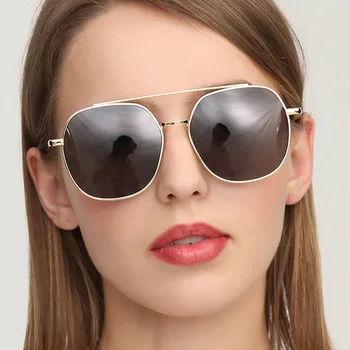 Metal polígono Retro Clássico da Rodada Óculos de sol Para Homens Mulheres Vintage Preto de Luxo Espelhos de lentes cor-de-Rosa Oversize Óculos de Sol UV400