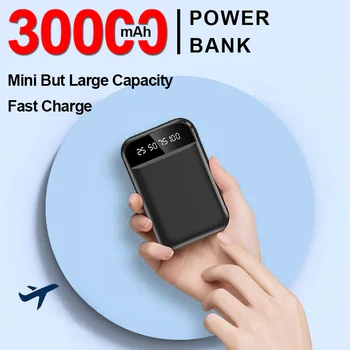 Mini 30000mAh Banco de Energia Portátil do Carregador de Carga Rápida Display Digital de Bateria Externo Lanterna Para o iPhone Xiaomi