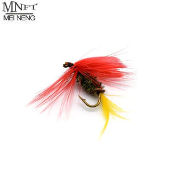 MNFT 10PCS 10# Red Wing Pavão do corpo do Cabelo Mayfly a Pesca da Truta Moscas Secas Aritficial Isca Isca 0
